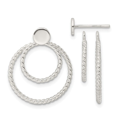 Sterling Silver w/2 Circle Jackets Button Post Earrings