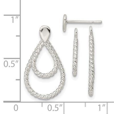 Sterling Silver w/2 Teardrop Jackets Button Post Earrings