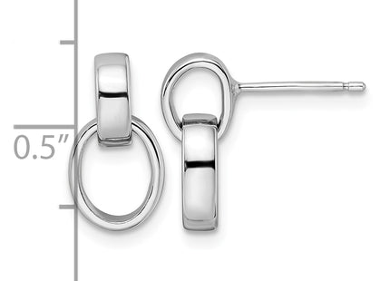 Sterling Silver Rhodium-plated Polished Link Post Earrings