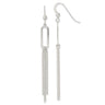 Sterling Silver Polished Oval and Multi-Strand Beaded Chain Dangle Earrings
