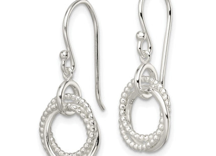 Sterling Silver Polished Intertwined Circles Dangle Earrings