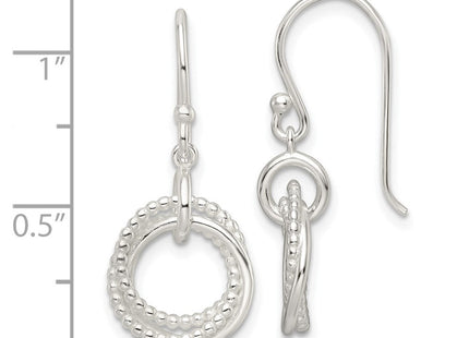 Sterling Silver Polished Intertwined Circles Dangle Earrings