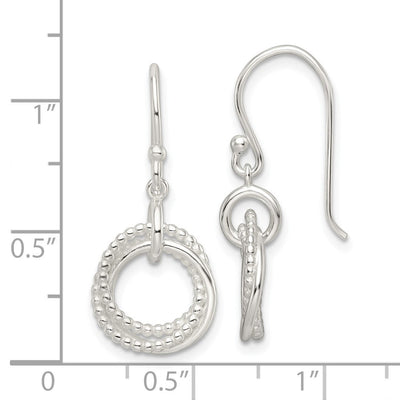 Sterling Silver Polished Intertwined Circles Dangle Earrings, 29.52 x 12.9mm