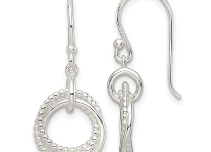Sterling Silver Polished Intertwined Circles Dangle Earrings