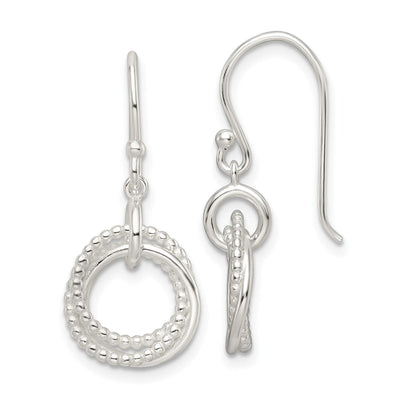 Sterling Silver Polished Intertwined Circles Dangle Earrings, 29.52 x 12.9mm