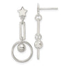 Sterling Silver Polished Star and Circle Post Dangle Earrings