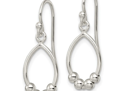 Sterling Silver Polished Beaded Teardrop Dangle Earrings (Style QE16090)