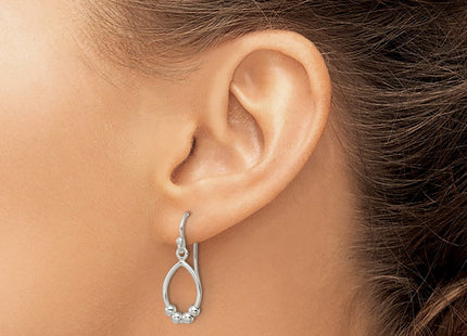 Sterling Silver Polished Beaded Teardrop Dangle Earrings (Style QE16090)