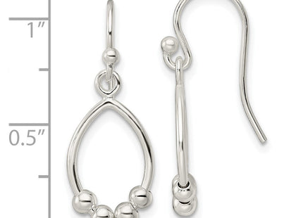 Sterling Silver Polished Beaded Teardrop Dangle Earrings (Style QE16090)