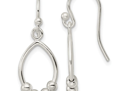 Sterling Silver Polished Beaded Teardrop Dangle Earrings (Style QE16090)