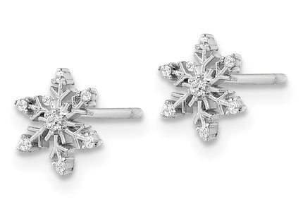 Sterling silver cubic zirconia snowflake earrings, alternate view