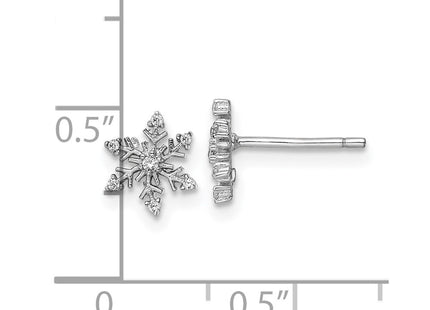 Sterling silver cubic zirconia snowflake earrings, further view