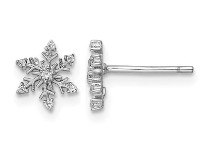 Sterling silver cubic zirconia snowflake earrings