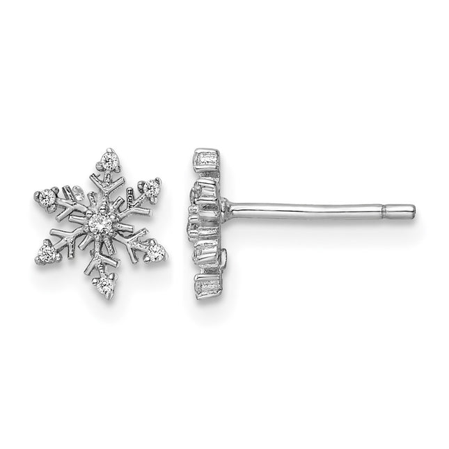 Sterling silver cubic zirconia snowflake earrings