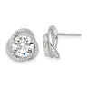Sterling Silver Rhodium-plated Polished Round CZ Post Earrings