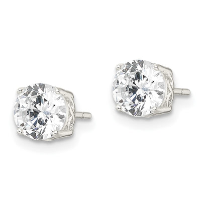Sterling Silver Polished Round CZ Infinity Basket Set Stud Earrings, 6 x 6mm
