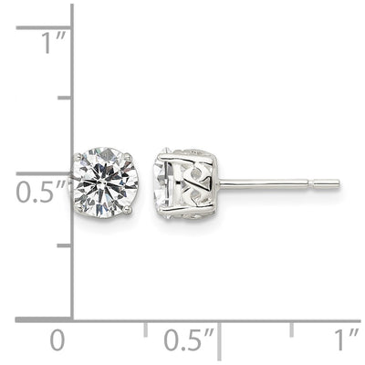 Sterling Silver Polished Round CZ Infinity Basket Set Stud Earrings, 6 x 6mm