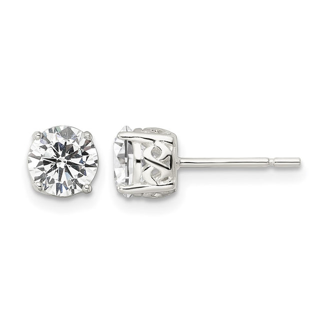 Sterling silver cubic zirconia infinity stud earrings