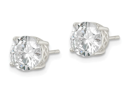 Sterling Silver Polished Round CZ Infinity Basket Set Stud Earrings