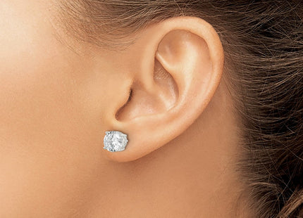 Sterling Silver Polished Round CZ Infinity Basket Set Stud Earrings