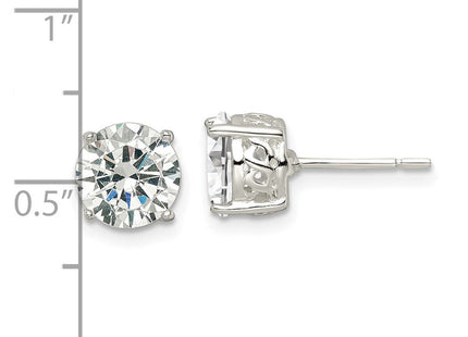 Sterling Silver Polished Round CZ Infinity Basket Set Stud Earrings