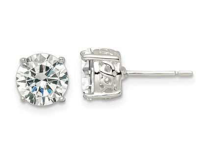 Sterling Silver Polished Round CZ Infinity Basket Set Stud Earrings