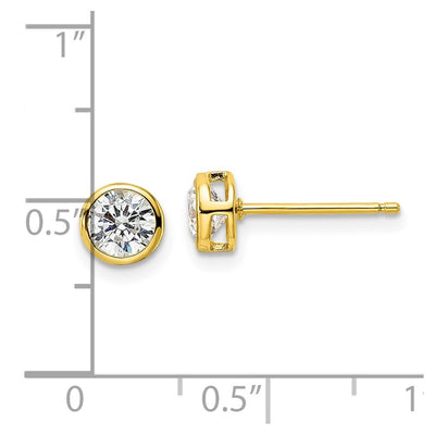 Sterling Silver Gold-tone Polished Round CZ Bezel Set Stud Earrings