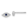 Sterling Silver Rhodium-plated Polished Blue & White CZ Eye Post Earrings