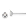 Sterling Silver Rhodium-plated Polished Round Crystal Stud Earrings