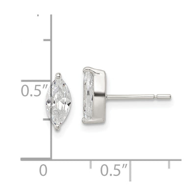 Sterling Silver Polished Marquise CZ Stud Earrings