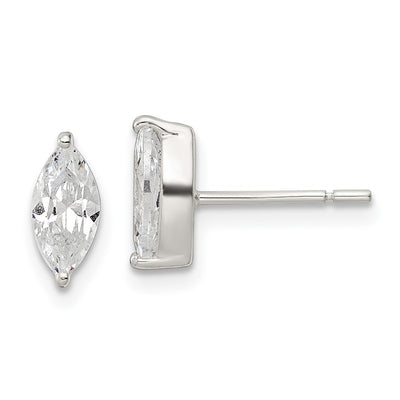 Sterling Silver Polished Marquise CZ Stud Earrings