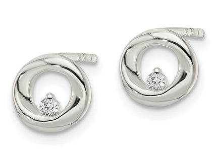 Sterling silver cubic zirconia circle earrings, alternate view