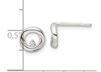 Sterling silver cubic zirconia circle earrings, further view