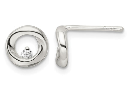 Sterling silver cubic zirconia circle earrings