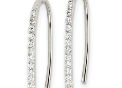 Sterling Silver Polished CZ Threader Earrings
