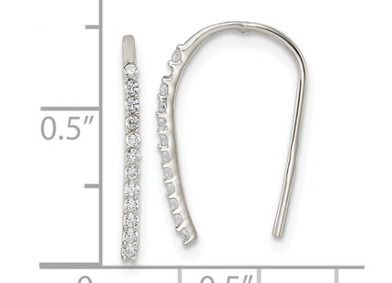 Sterling Silver Polished CZ Threader Earrings