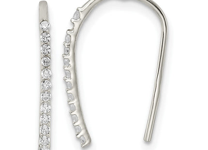 Sterling Silver Polished CZ Threader Earrings