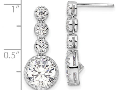 Sterling silver cubic zirconia drop earrings, further view