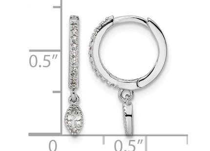 Sterling silver cubic zirconia hoop earrings, further view