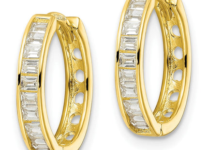 Sterling silver cubic zirconia hoop earrings, alternate view