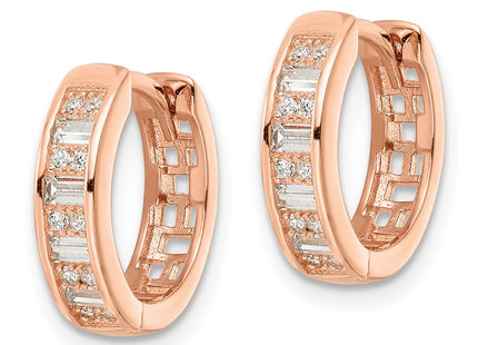 Sterling silver cubic zirconia hoop earrings, alternate view