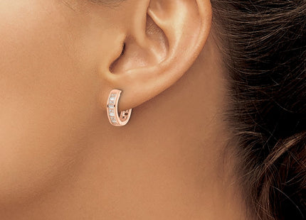 Sterling silver cubic zirconia hoop earrings, another view