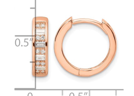 Sterling silver cubic zirconia hoop earrings, further view