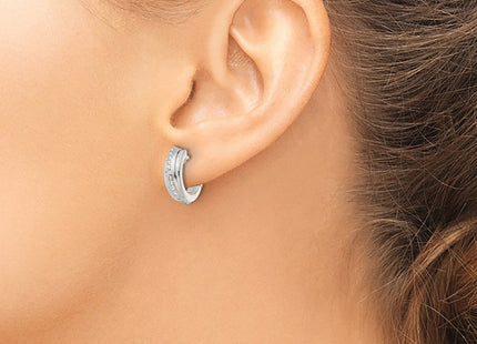 Sterling Silver Polished CZ Hinged Hoop Earrings