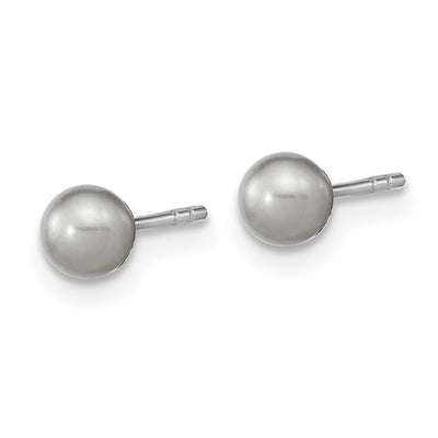Sterling Silver Rhodium-plated Grey Round Freshwater Cultured Pearl Post Earrings