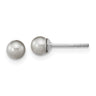 Sterling Silver Rhodium-plated 4- Grey Round Freshwater Cultured Pearl Post Earrings