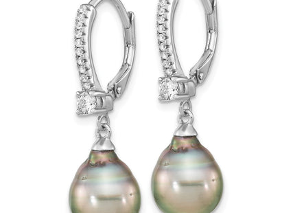 Sterling silver cubic zirconia teardrop drop earrings, alternate view