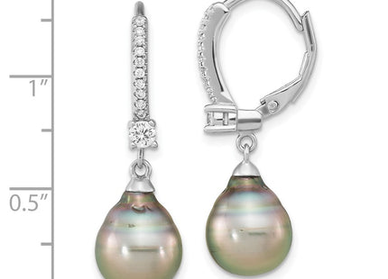 Sterling silver cubic zirconia teardrop drop earrings, further view