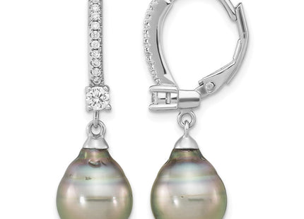 Sterling silver cubic zirconia teardrop drop earrings