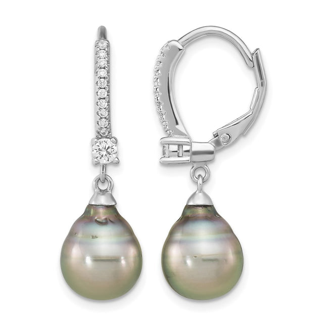 Sterling silver cubic zirconia teardrop drop earrings